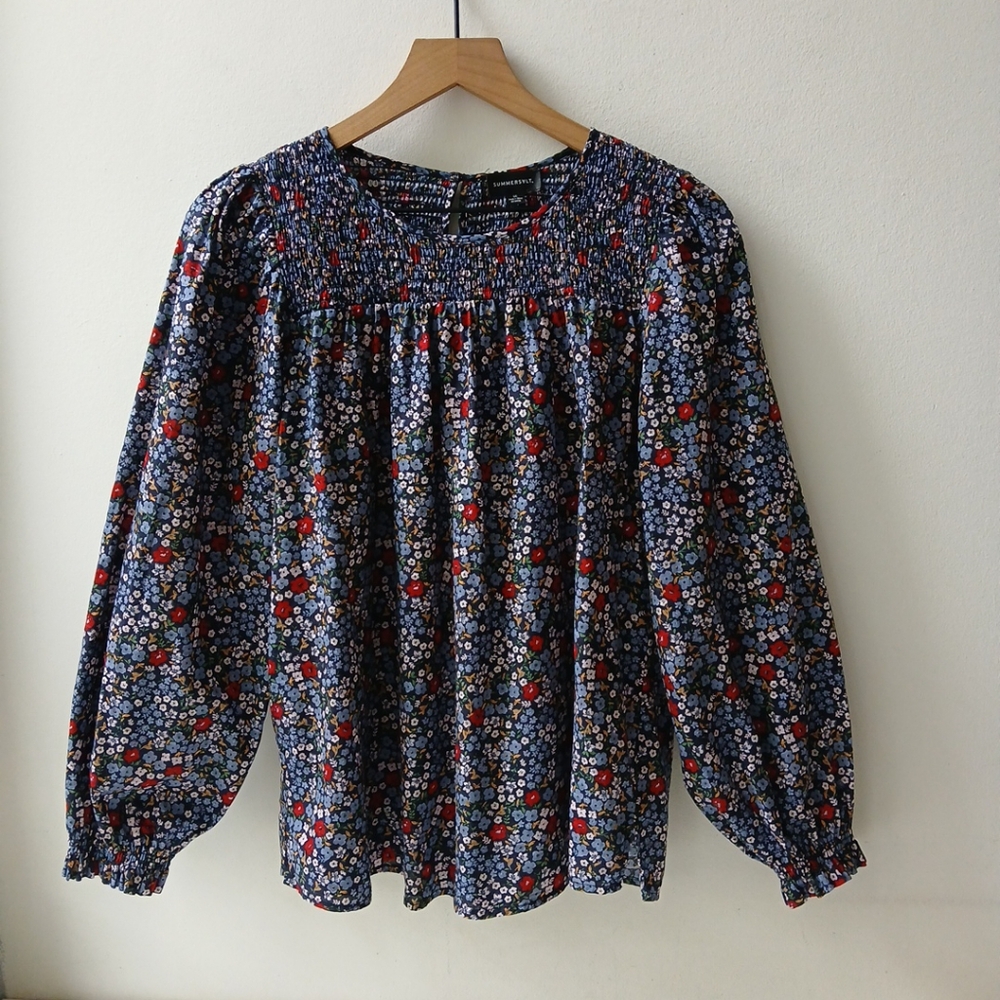 Summersalt The Perfect Smocked Cotton Top Floral Women's Large